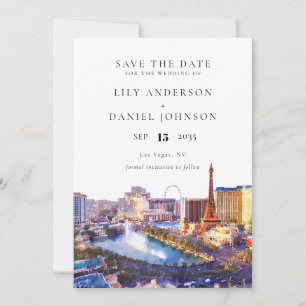 Las Vegas Skyline Aquarell-Foto-Hochzeit Save The Date