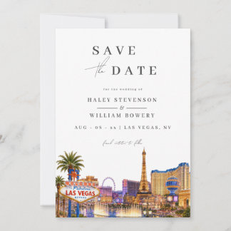 Las Vegas Skyline Aquarell Reiseziel Foto Save The Date