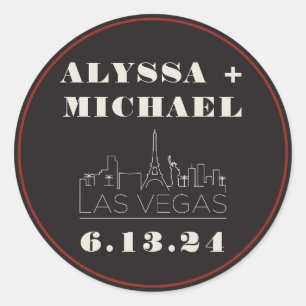 Las Vegas Skyline Casino Wedding Runder Aufkleber
