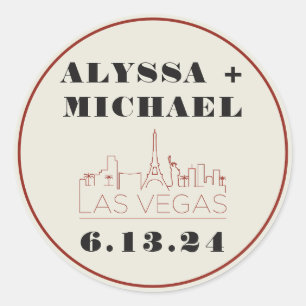 Las Vegas Skyline Casino Wedding Runder Aufkleber