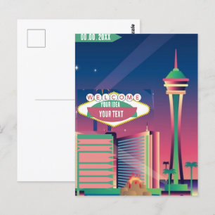 Las Vegas Skyline Druckbar, Stadtansicht Linienwan Postkarte