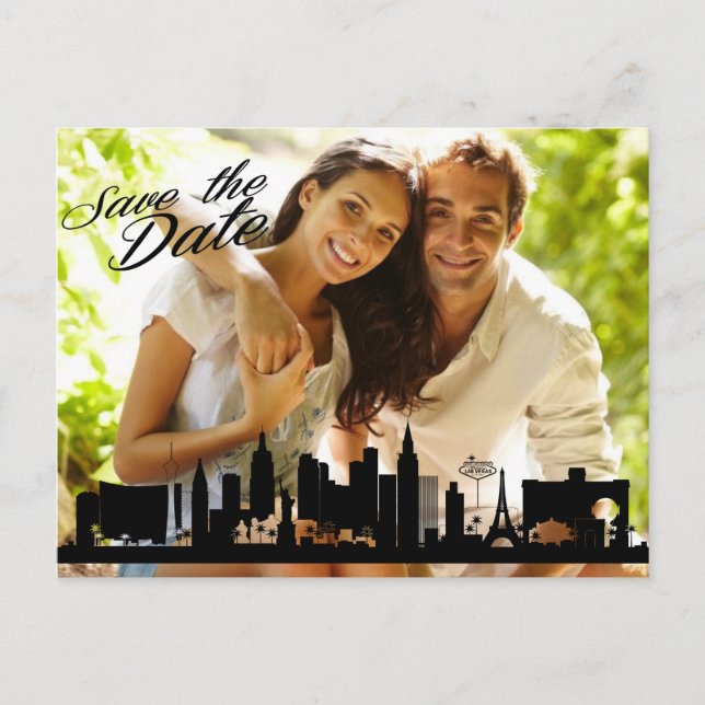 Las Vegas Skyline Ihr Foto Save the Date Ankündigungspostkarte (Vorderseite)