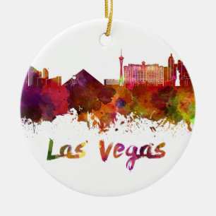 Las Vegas skyline im Watercolor Keramik Ornament