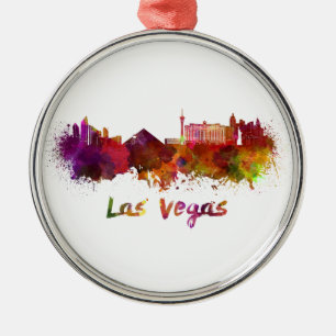 Las Vegas skyline im Watercolor Silbernes Ornament