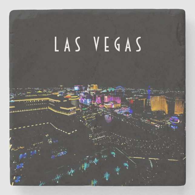 Las Vegas Skyline in der Nacht Steinuntersetzer (Vorderseite)