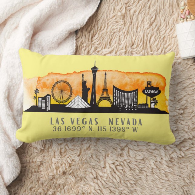 Las Vegas Skyline Latitude Lumbar Pillow Lendenkissen (Decke)