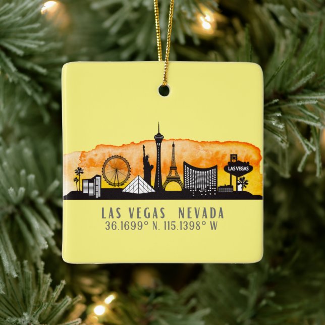 Las Vegas Skyline Latitude Personalisiert Keramikornament (Baum)