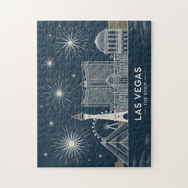 Las Vegas Skyline Minimalistische Linie Art Citysc Puzzle (Vertikal)