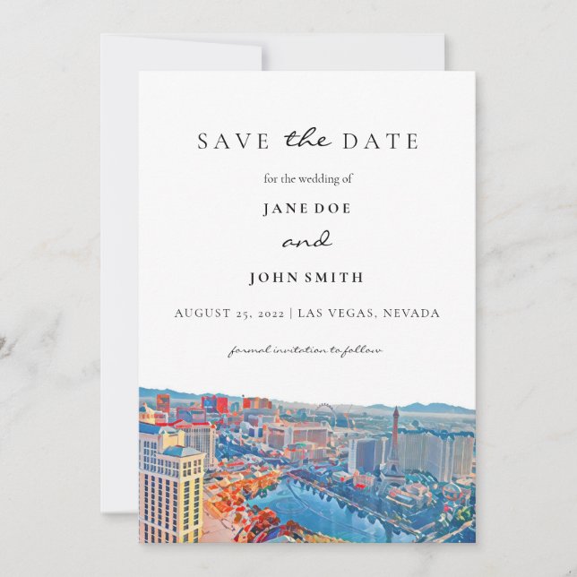 Las Vegas Skyline Save the Date Karte (Vorderseite)