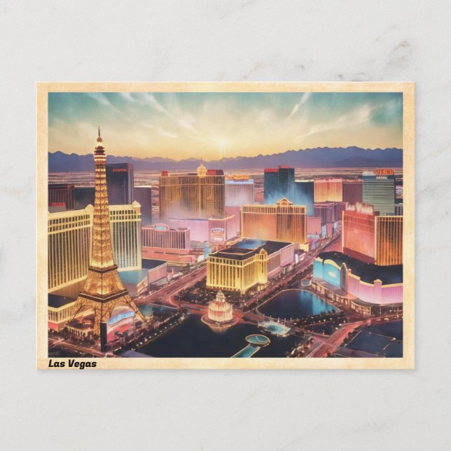 Las Vegas Skyline Vintage Postkarte (Vorderseite)