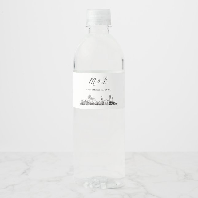 Las Vegas Skyline Wasserflaschen Labels Wasserflaschenetikett (Vorderseite)