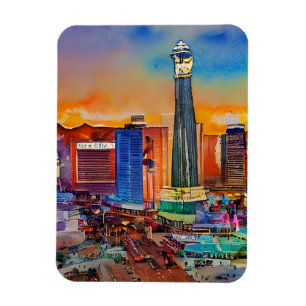 Las Vegas Skyline Watercolor Magnet