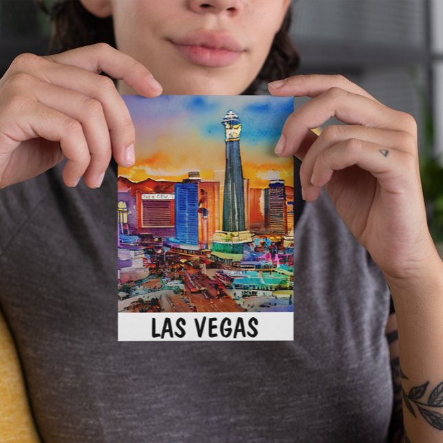 Las Vegas Skyline Watercolor Postkarte (las vegas watercolor skyline postcard)