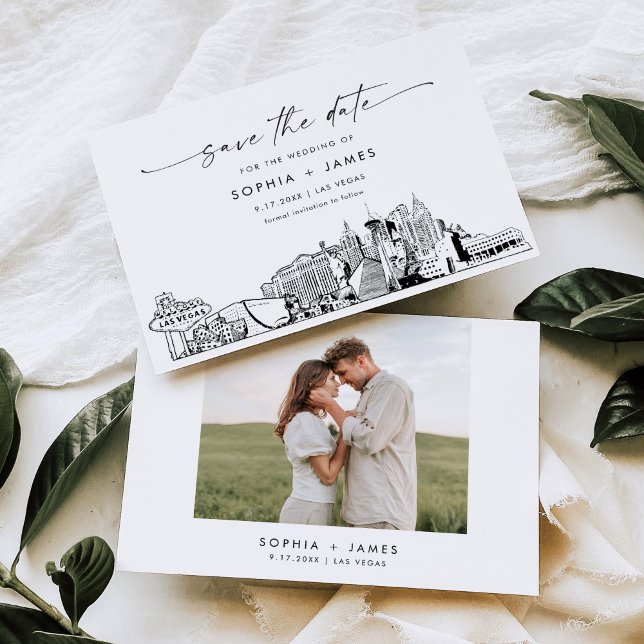 Las Vegas Skyline Wedding Save the Date Card Einladung (Von Creator hochgeladen)