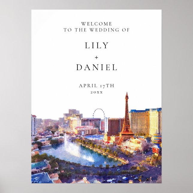 Las Vegas Skyline Wedding Welcome Sign Poster (Vorne)