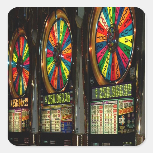 Las VEGAS-SLOTS Quadratischer Aufkleber (Vorderseite)
