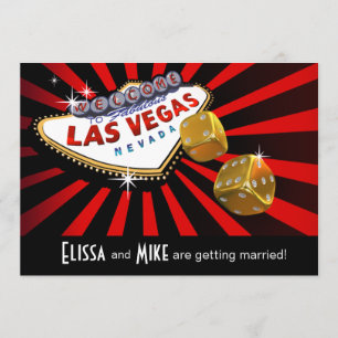 Las Vegas Starburst-Hochzeit rot schwarz gold Einladung
