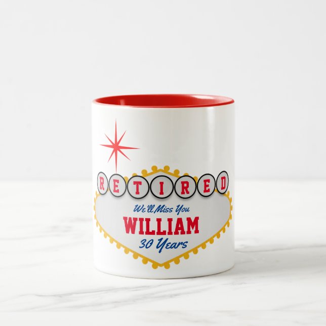 Las Vegas Stil Schildermüdung personalisieren Zweifarbige Tasse (Mittel)