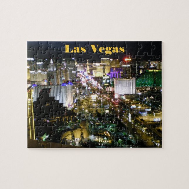 Las Vegas-Streifen-Luftaufnahme-Nacht Puzzle (Horizontal)
