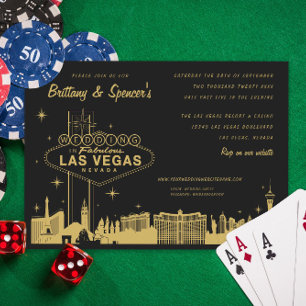 Las Vegas Strip Black and Gold Einladung zur Hochz
