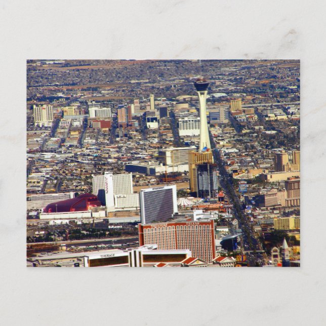 Las Vegas Strip & Downtown Luftbild Postkarte (Vorderseite)
