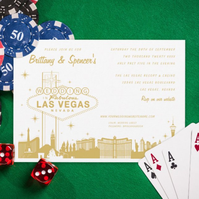 Las Vegas Strip Gold Hochzeit Einladung (Von Creator hochgeladen)