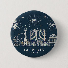 Las Vegas Strip Nevada Skyline Line Art Cityscape Button