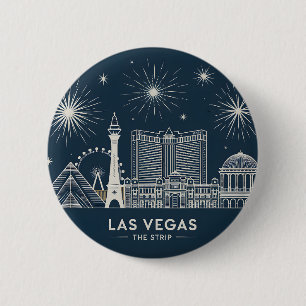 Las Vegas Strip Nevada Skyline Line Art Cityscape Button