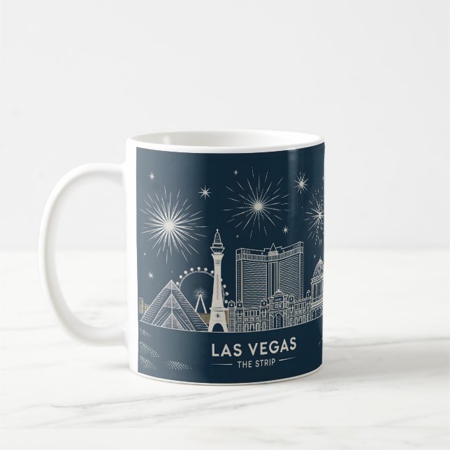 Las Vegas Strip Nevada Skyline Line Art Cityscape Kaffeetasse (Links)