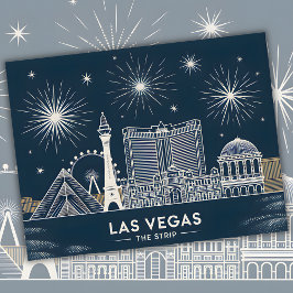 Las Vegas Strip Nevada Skyline Line Art Cityscape Postkarte