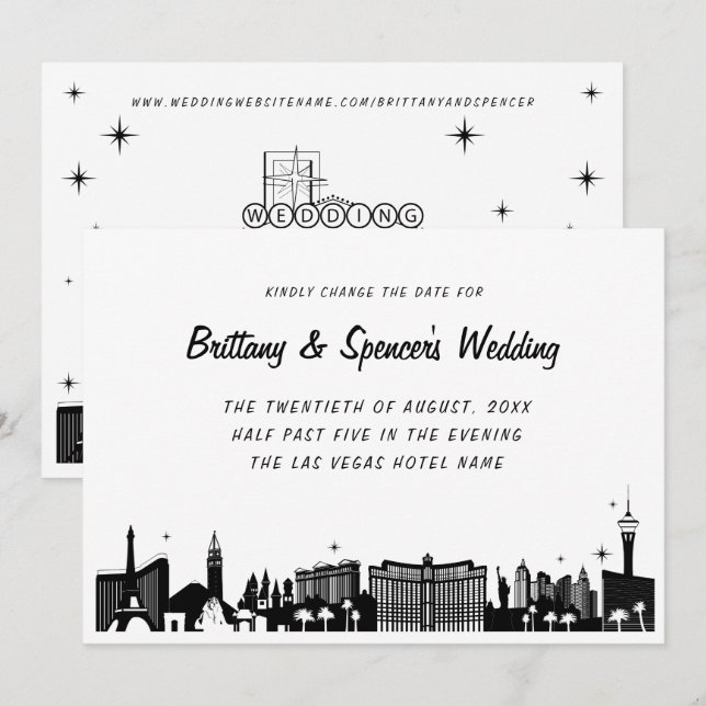 Las Vegas Strip Skyline Ändern Sie das Datum Einladung (Vorne/Hinten)