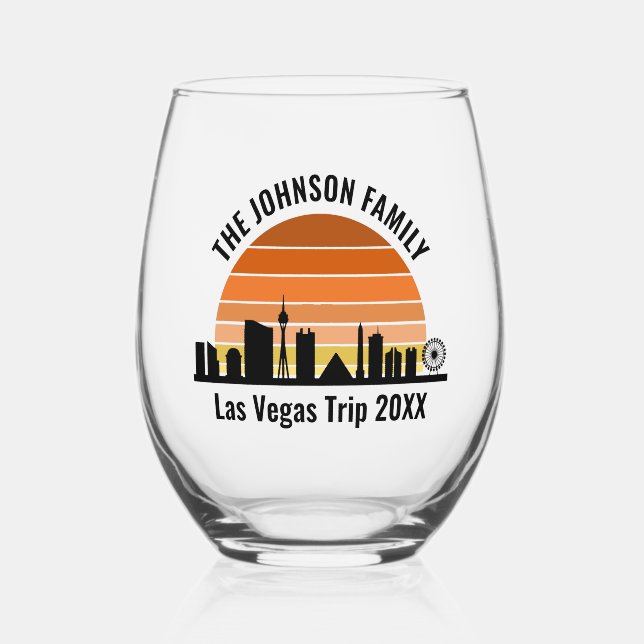 Las Vegas Strip Sunset Custom Vacation Weinglas Ohne Stiel (Vorderseite)