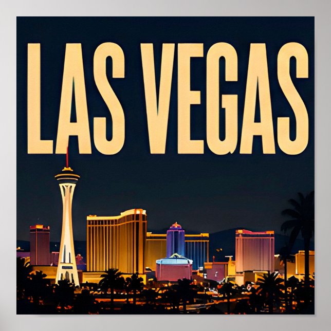 Las Vegas Strip und Neonlichter Poster (Vorne)