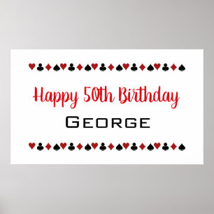 Las Vegas Style Casino Card Anzüge Geburtstag Poster