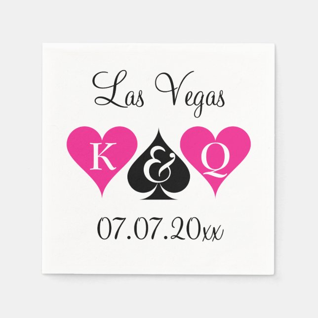 Las Vegas Thema Hochzeitsnapkins mit Monogramm Serviette (Vorderseite)