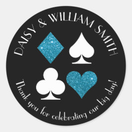 Las Vegas Theme Custom Text Malibu Blue Glitzer Runder Aufkleber