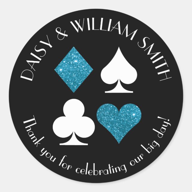 Las Vegas Theme Custom Text Malibu Blue Glitzer Runder Aufkleber (Vorderseite)