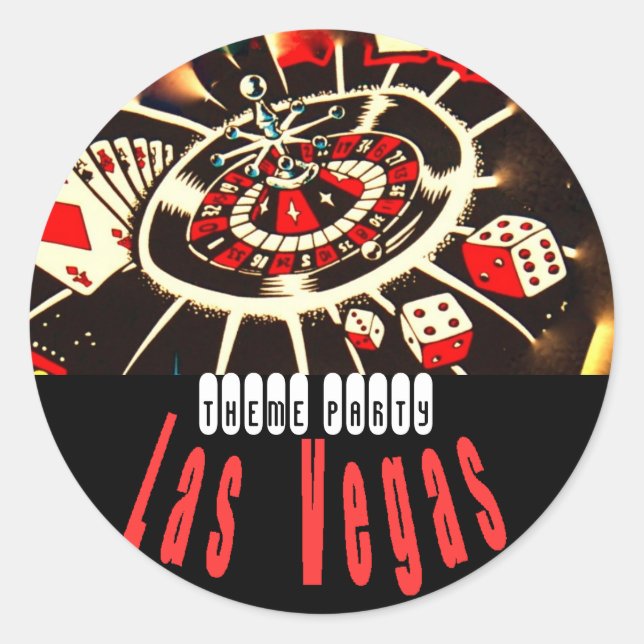 Las Vegas Theme Party Runder Aufkleber (Vorderseite)