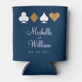 Las Vegas Themed Wedding Can Cooler Gold Navy Blue Dosenkühler