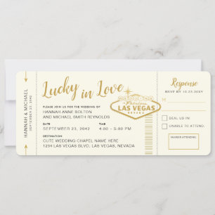 Las Vegas Ticket Boarding Pass Hochzeit in Urlaubs Einladung