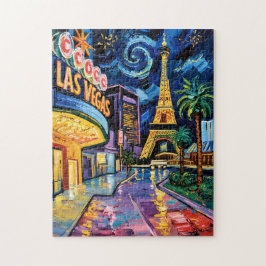 Las Vegas Travel Van Gogh Style Casino Night City Puzzle