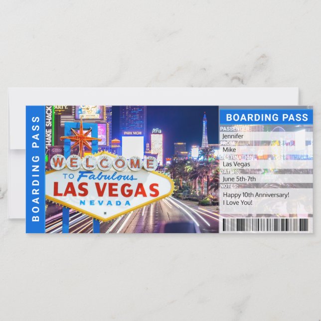 Las Vegas Überraschungsreise Boarding Pass Geschen (Vorderseite)