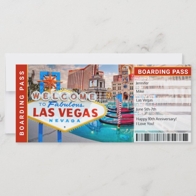 Las Vegas Überraschungsreise Boarding Pass Geschen (Vorderseite)