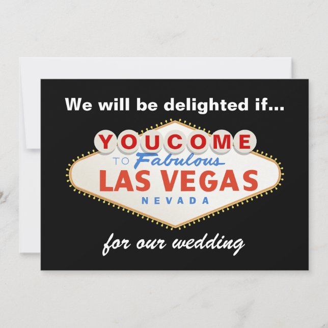 Las Vegas unterzeichnen Hochzeit in Urlaubsort Einladung (Vorderseite)