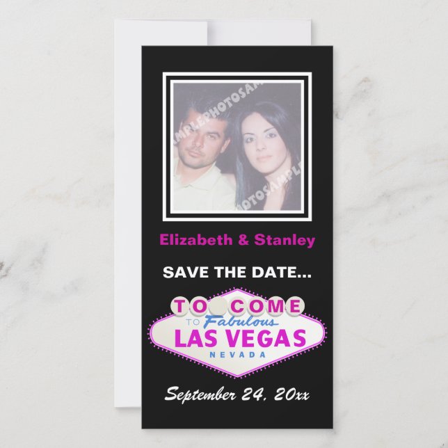 Las Vegas unterzeichnet zeitgenössische Hochzeit S Save The Date (Vorderseite)