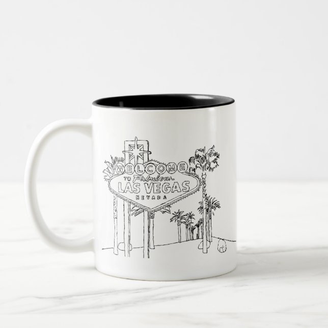 Las Vegas Urlaub Zeichnend Urlaub Kunst, Kultur Zweifarbige Tasse (Links)
