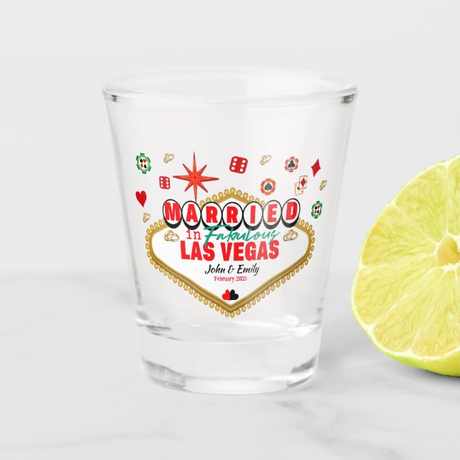 Las Vegas Verheiratetes Paar Matching Urlaub Nevad Schnapsglas (Vorderseite)