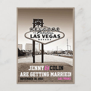 Las Vegas Vintage Hochzeitsfoto Save The Date Ankündigungspostkarte