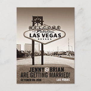 Las Vegas Vintage Sepia Hochzeit Save The Date Ankündigungspostkarte