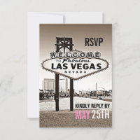 Las Vegas Vintage Sepia Moderne Hochzeits-RSVP